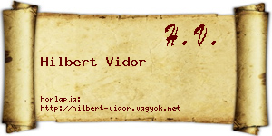 Hilbert Vidor névjegykártya